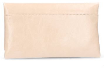Zandkleurige glanzende clutch Abro