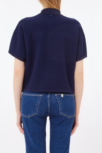 Donkerblauwe T-shirt met pareldetail Liu Jo 