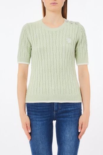 Lichtgroene pull met kabel Twinset 