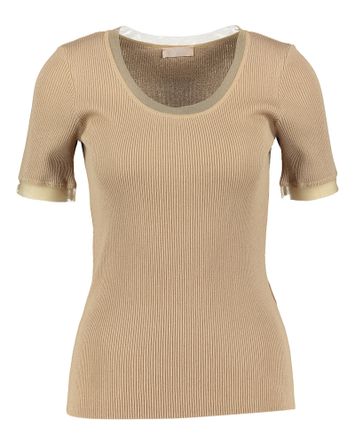 Bruine pull in ribbel met voile detail Liu Jo