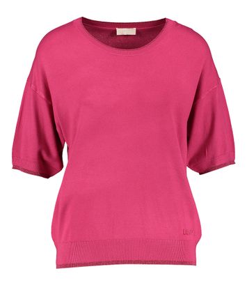 Roze trui met glitterboord aan de hals Liu Jo