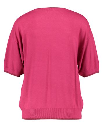 Roze trui met glitterboord aan de hals Liu Jo