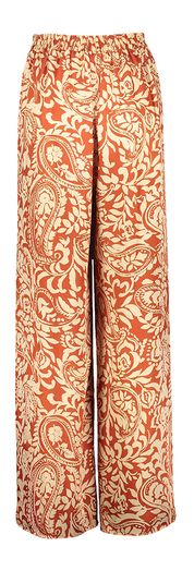 Roestkleurige wijde broek met bloemenprint en overslag Liu Jo 