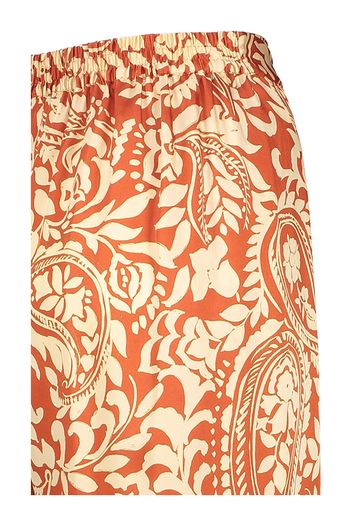 Roestkleurige wijde broek met bloemenprint en overslag Liu Jo 