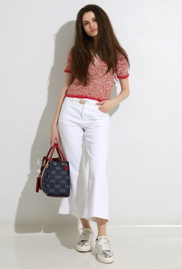 Ecru witte flaired cropped jeans Liu Jo