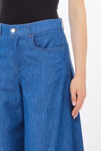 Blauwe wide fit broek in jeans look Liu Jo 