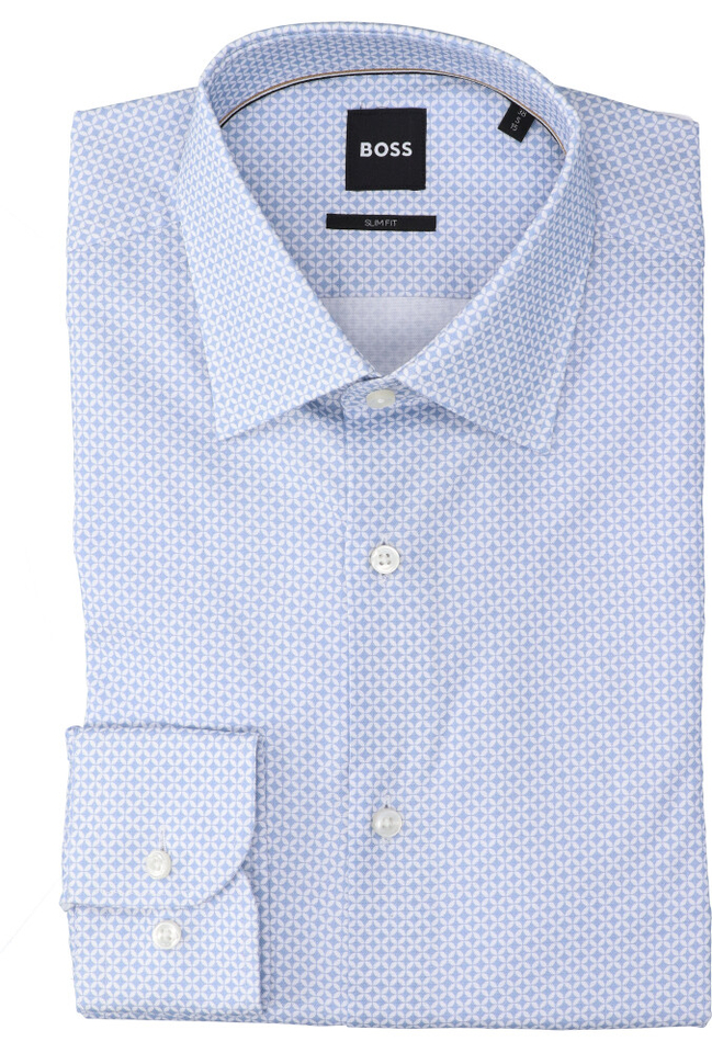 Light/Pastel Blue katoenen hemd ( slim fit) en lange mouwen Hugo Boss