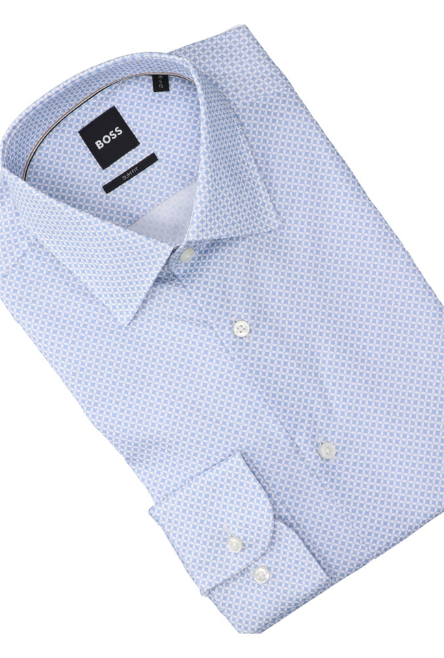 Light/Pastel Blue katoenen hemd ( slim fit) en lange mouwen Hugo Boss