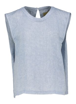 Momoni Lichtblauwe mouwloze linnen blouse Sofie