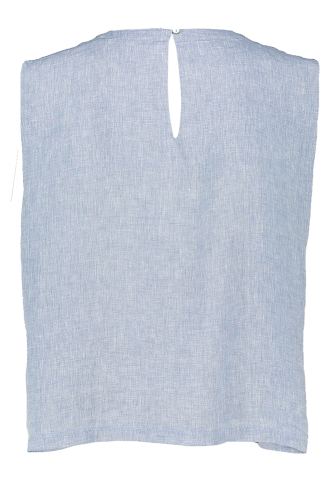 Lichtblauwe mouwloze linnen blouse Sofie Momoni