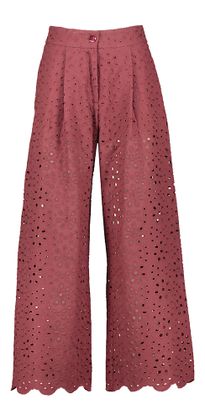 Momoni Bordeaux broek met kantdetail Kuyu