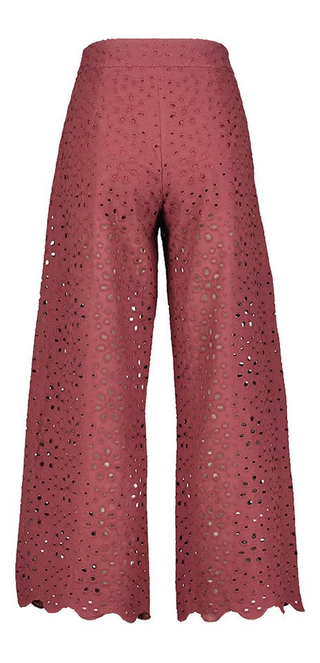 Bordeaux broek met kantdetail Kuyu Momoni