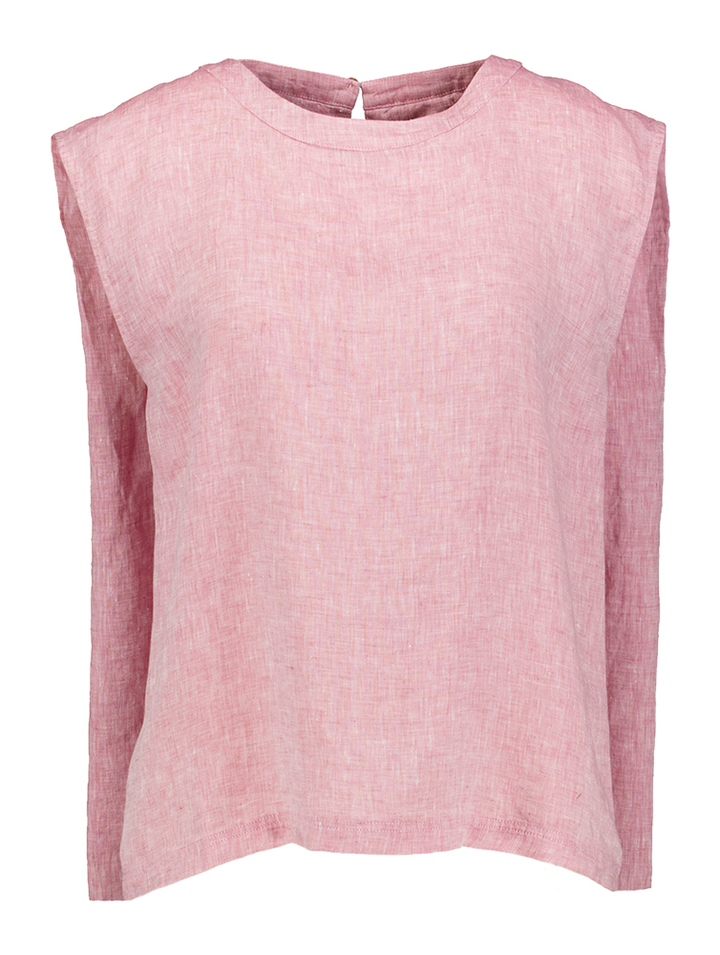 Donkerroze mouwloze linnen blouse Sofia Momoni