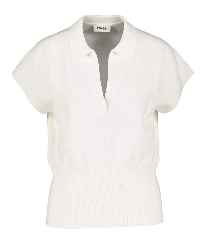 Beige polo met v-hals Zenggi 