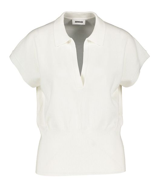 Beige polo met v-hals Zenggi