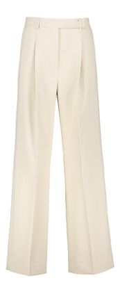 Zenggi Creme kleurige wijde broek met bandplooi