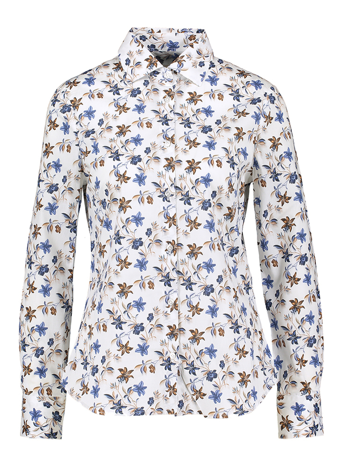 Wit katoenen hemd met bloemenprint Brigitte Christiana Conti 