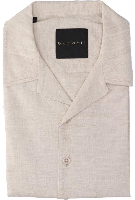 Beige katoenen hemd (regular fit) met korte mouwen Bugatti