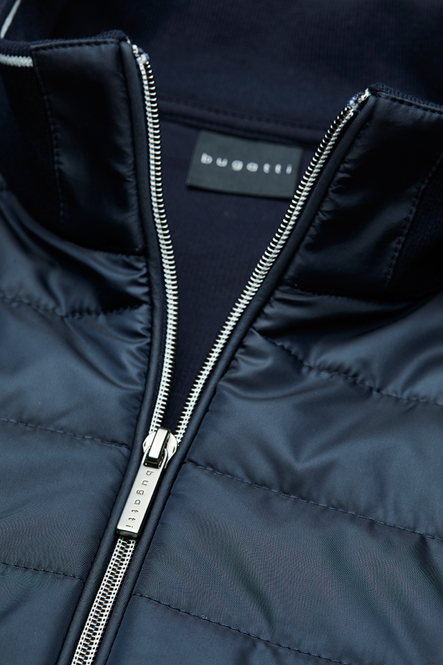 Donkerblauwe jas met rits Bugatti