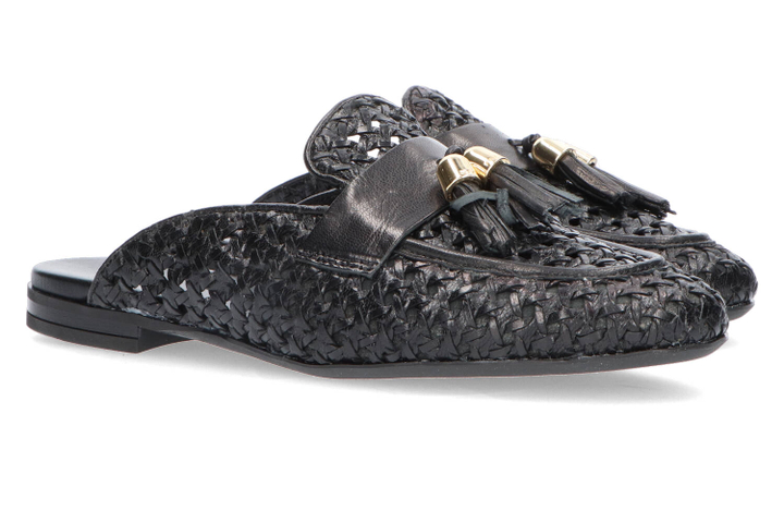 Zwarte gewevens slippeers Frau