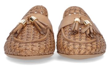 Cognac kleurige geweven slippers Frau