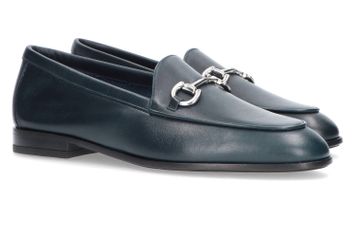Donkerblauwe lederen mocassins Frau
