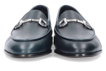 Donkerblauwe lederen mocassins Frau