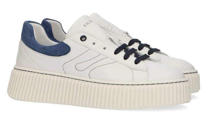 Witte lage sneakers met blauw detail Frau