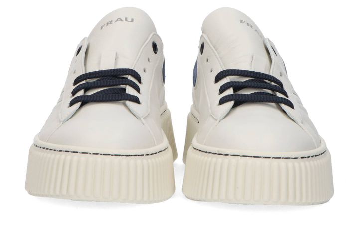 Witte lage sneakers met blauw detail Frau