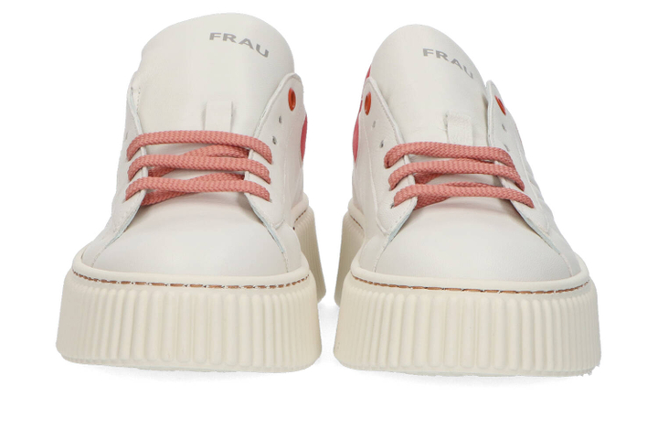 Witte lage sneakers met roze detail Frau