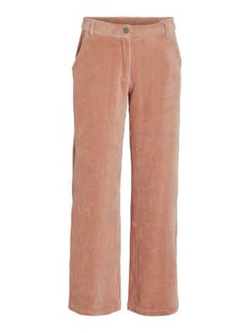 Roze lange broek in ribfluweel Vikita Vila 