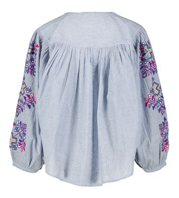 Blauwe gestreepte trui met wijde mouw en bloemenprint Becky By-Bar