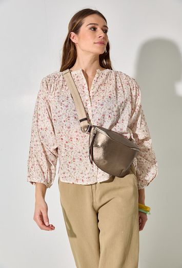 Beige bloes met bloemenprint Becky Flower 
