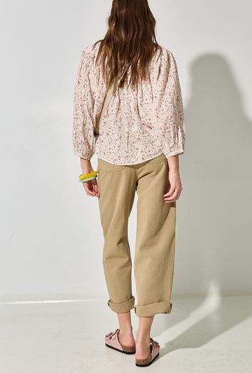 Beige bloes met bloemenprint Becky Flower 