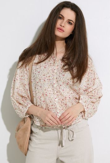 Beige bloes met bloemenprint Becky Flower 