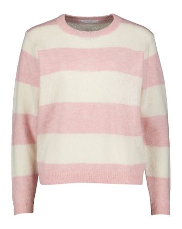 Ecru zachte trui met roze strepenin alpaca  Gwen By-Bar