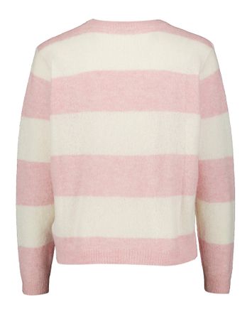 Ecru zachte trui met roze strepenin alpaca  Gwen By-Bar