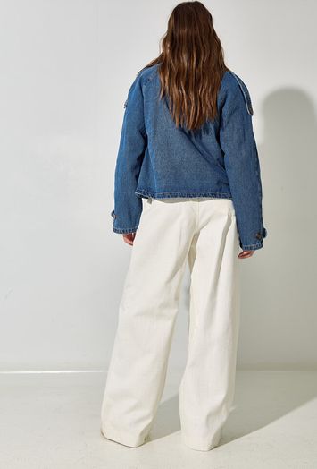 Witte wijdvallende broek met elastiek Jaxx By-Bar