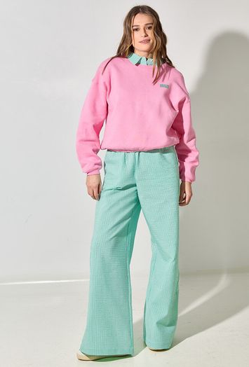 Groene gestreepte wijde broek met elastiek Randy By-Bar