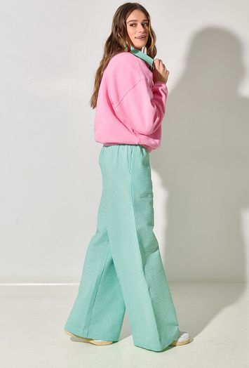Groene gestreepte wijde broek met elastiek Randy By-Bar