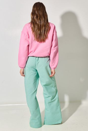Groene gestreepte wijde broek met elastiek Randy By-Bar