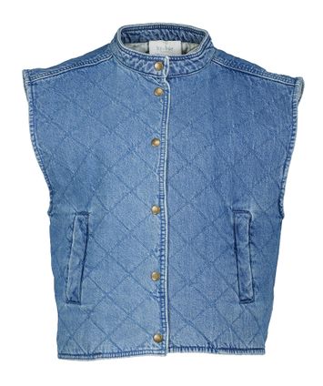 Blauwe mouwloze jeans jas Mave By-Bar