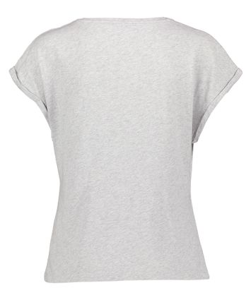 Lichtgrijze katoenen t-shirt met V-hals en extra korte mouwen Momi By-Bar