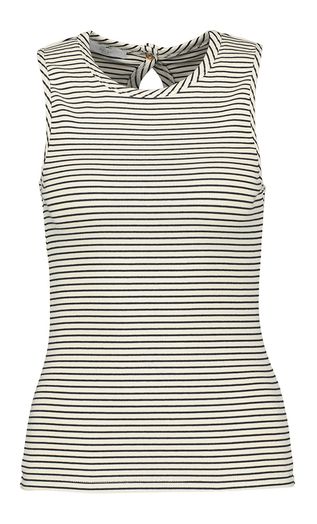 Ecru top met blauw strepenpatroon Loop By-Bar