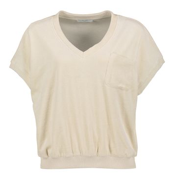 Ecru t-shirt in badstof met V-hals en korte mouwen Tyler By-Bar