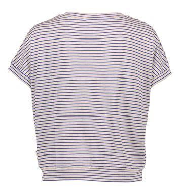 Beige t-shirt met V-hals en kobaltblauwe strepen Tyler By-Bar