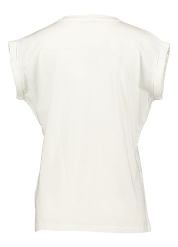 Ecru katoenen t-shirt met korte mouwen en kobaltblauw opschrift Thelma By-Bar