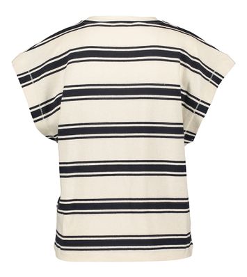 Beige katoenen t-shirt met donkerblauw strepenpatroon Mason By-Bar