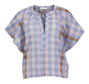 Multicolor blouse in dambordpatroon Vina By-Bar