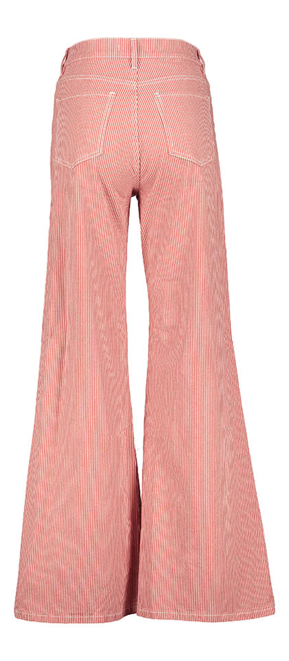 Oranje katoenen broek met ecru strepenpatroon Femme By-Bar